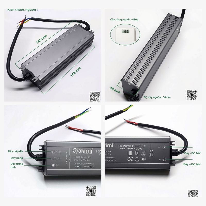 Nguồn ngoài trời 100W IP65 DC24V | Akimi